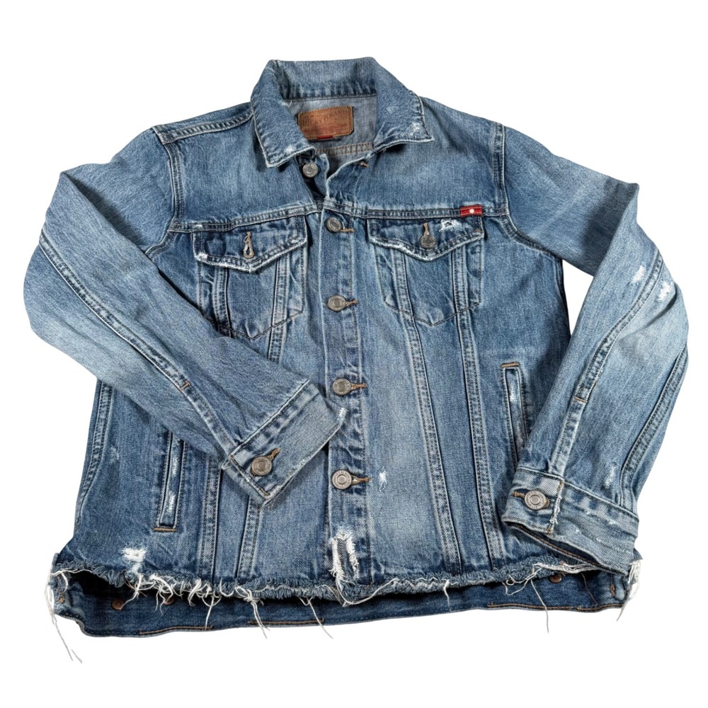 Lucky Brand Tomboy Trucker Jacket Women Size S Blue Distressed Denim Jacket
